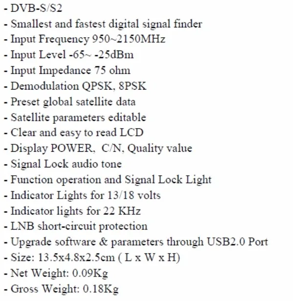 Оригинал Sathero SH-100HD карманный цифровой сатфайндер метр HD DVBS2 USB 2,0 сигнал DVB-S2 DVB-S SH-100 SatFinder