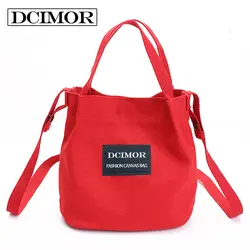 Dcimor леди холст сумки Мини один сумка Crossbody сумка женщины развязность мешок женские сумки ведро обновления