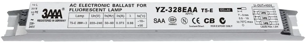 3AAA YZ-128EAA YZ-228EAA YZ-328EAA выпрямителя T5-E 220-240V 2*28W 3*28W T5 электронные балласты для T5 Хо флуоресцентная лампа в виде трубки