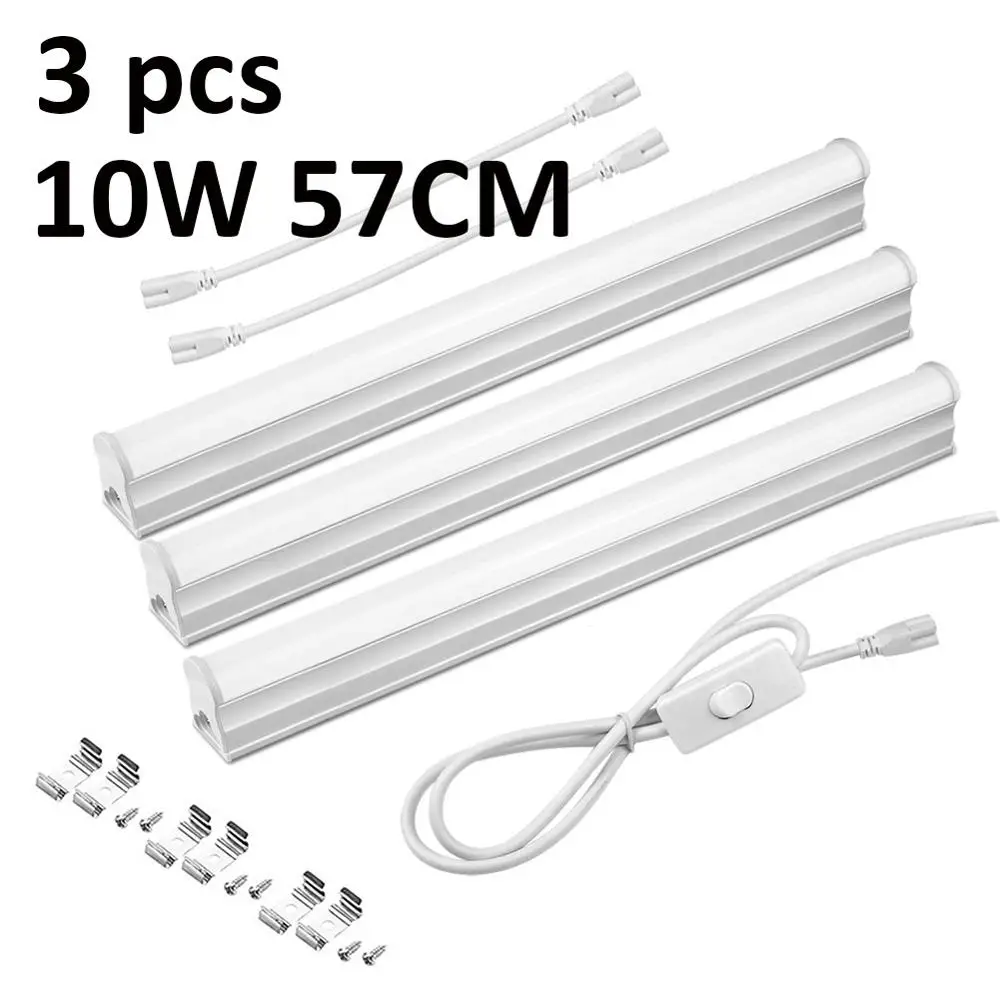 3 PCS 10W Полный набор T5 светодиодный ламповый светильник 220V 230V SMD 2835 290 мм 570 мм Флуоресцентный настенный светильник Кухня Дома Декоративные луковицы - Испускаемый цвет: 3 PCS 10W
