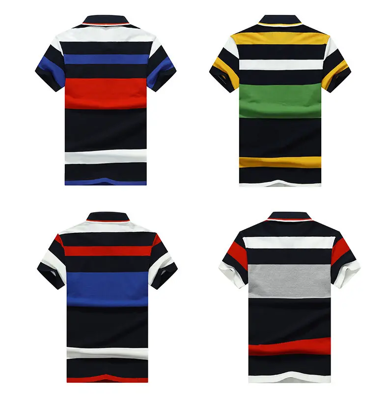 Basic Striped Polo Men Summer Short Sleeve Cotton Breathable Men Polos Male Quality Chinese Brand Clothing Fast Dry Top Tees 4XL 7