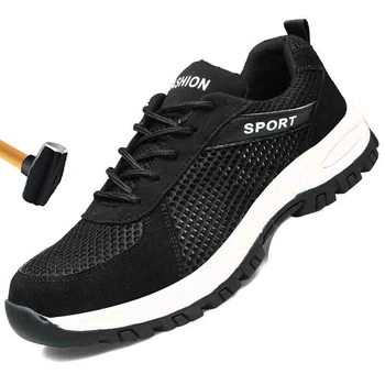 

Men Safety Shoes Steel Toe shoes Anti-smashing Anti-puncture Construction Work shoes Boots Anti-slip Breathable Security shoes