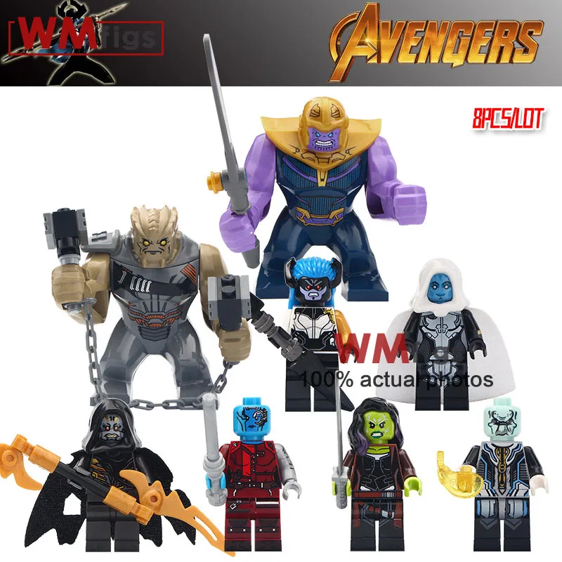 

8pcs/lot Super Heroes Avengers Infinity War Cull Obsidian Nebula Thanos Proxima Midnight Supergiant Gamora Building Blocks Toys