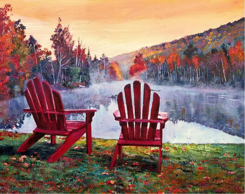 autumn lakeside chair