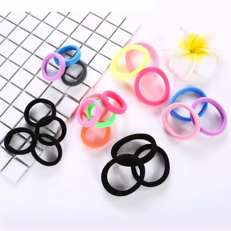 30Pcs Women Girls High Elasticity Thick Rolled Towel Hair Rope Candy Solid Color Rubber Band Ring Ponytail Holder