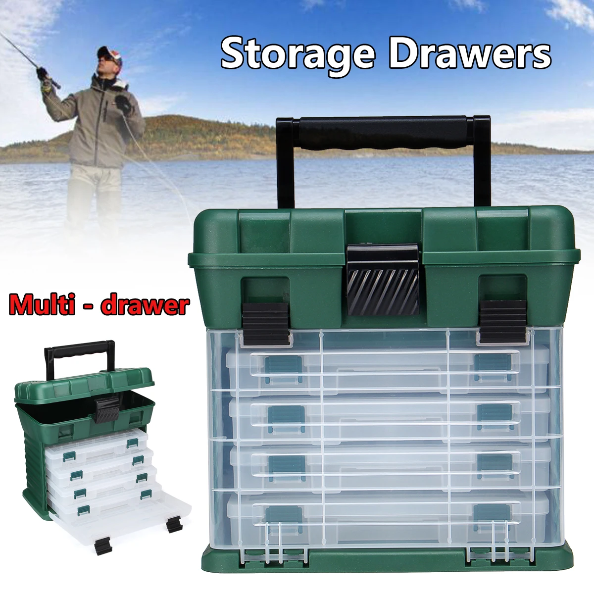 

Outdoor Big Fishing Box Sea Boat Fishing Lure Accessory Case Fishing Tackle Box with Handle Tools Bait Lure Large Storage