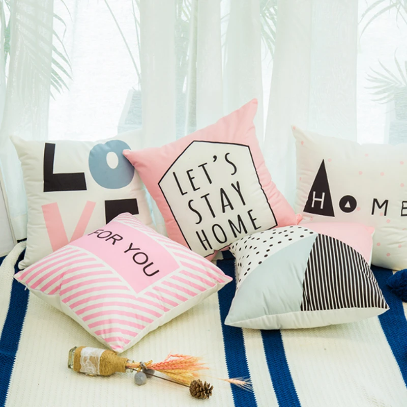 الشمال هندسية الوردي المخدة وسادة السيارة ins الرياح وسادة كنبة مكتب غرفة نوم لطيف وسادة المنزل الديكور 45x45 cm