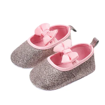 

Baby Girls Shoes First Walkers PU Newborn Solid Soft Soled Non-slip Footwear Baby Shoes Princess Party Gift