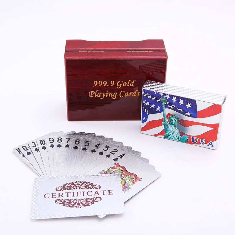 Пластиковые игральные карты, упакованные в подарочную деревянную коробку, водонепроницаемые пластиковые покерные карты, коробка для игры в покер, коробка для игральных карт
