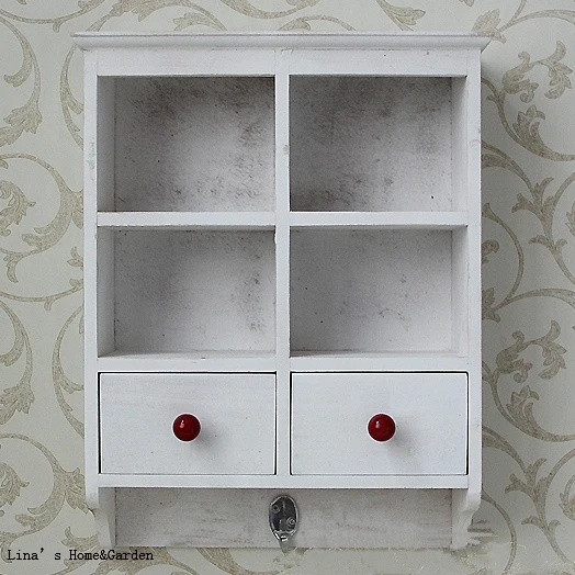 Farmhouse Vintage White Small Wooden Antique Wall Cabinet With Hook Farmhouse Vintage White Small Wooden Antique Wall Cabinet with Hook - Farmhouse Vintage White Small Wooden Antique Wall Cabinet With Hook