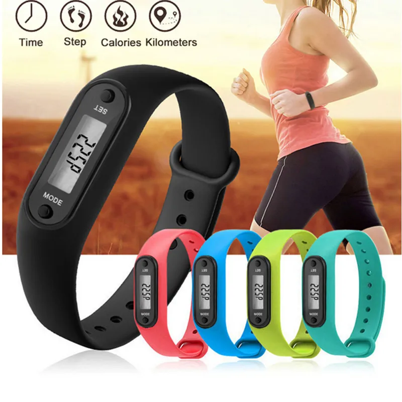 

Digital LCD Silicone Wrist band Pedometer Run Step Walk Distance Calorie Counter Wrist Adult Sport Fitness Multi-function Watch