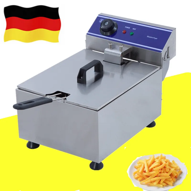 

Stainless steel commercial 10L single one tank chicken meat electric deep fryer with thermostat tornado potato fryer machine