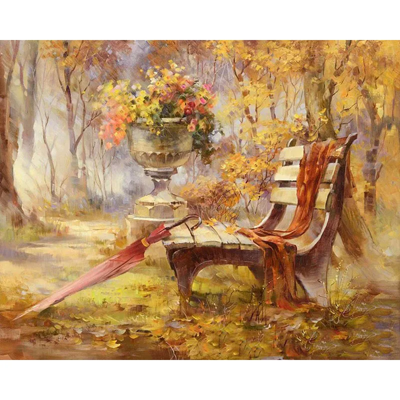 Late Autumn Bench Paint By number Tools High Quality Canvas Beautiful Painting Numbers Surprise Gift Great Accomplishment | Дом и сад