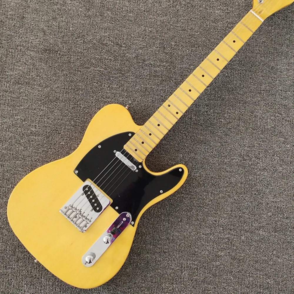 

6 Strings Telecas model,Yellow Fen Electric guitar,Black Guardplate,Slivery Hardware,free shpping