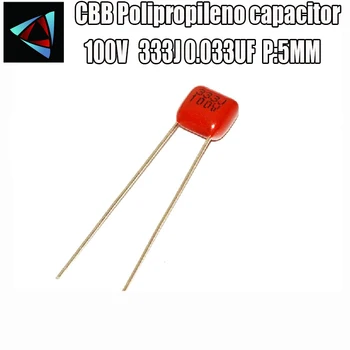 

50pcs 100V 333J 0.033uF Pitch 5mm CBB filme de Polipropileno capacitor