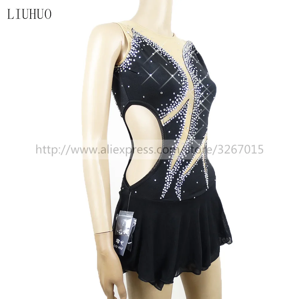 

The New Women's Pole Dancing Costume Black high elastic fabric gauze Sexy Shiny rhinestone Sleeveless