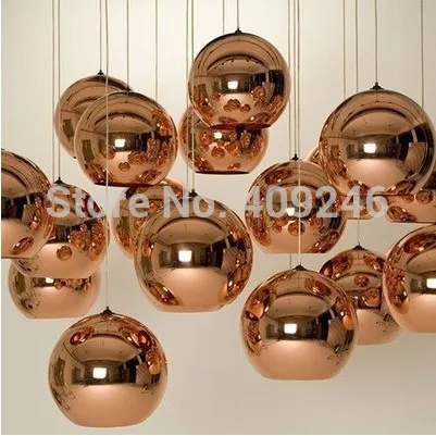 ФОТО 15cm/20cm/25cm Copper Plating Mirror Glass Ball Pendant Ceiling Lamp Golden Ball Droplight Cafe Bar Coffee Shop Dining