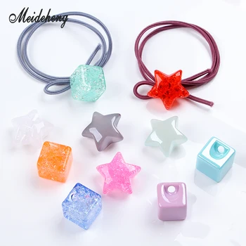 

Acrylic Cracked Star Square Beads for Jewelry making Jelly UV plating Eccentricity hole Gifts beads Hair Ornament Accessories