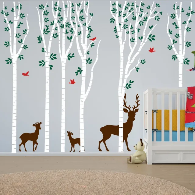 Poomoo Wall Decals New Birch Tree Decal Aspen Forest Birds Deer Poomoo Wall Decals New Birch Tree Decal Aspen Forest Birds Deer Vinyl Sticker Nursery Art