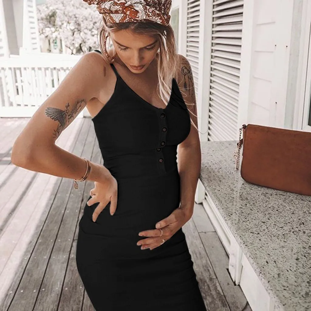 

Women Sleeveless Bandage Pregnancy Maternity Dress Nursing Summer Solid Sexy Vest Dress Straps Clothing ropa premama embarazadas