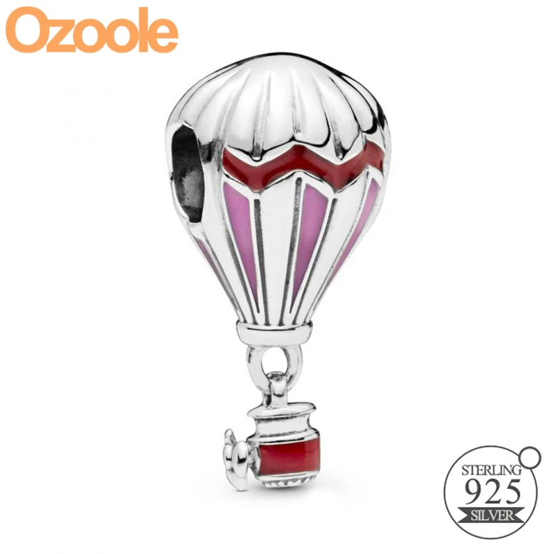 

2019 Summer Authentic 925 Sterling Silver Pink Hot Air Balloon Pendant Charm Bead Fit Europe Original Pandora Bracelets Jewelry