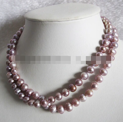 

huij 004196 34" 7-9mm Lavender Freshwater Pearl Necklace Natural Color Fashion Jewelry