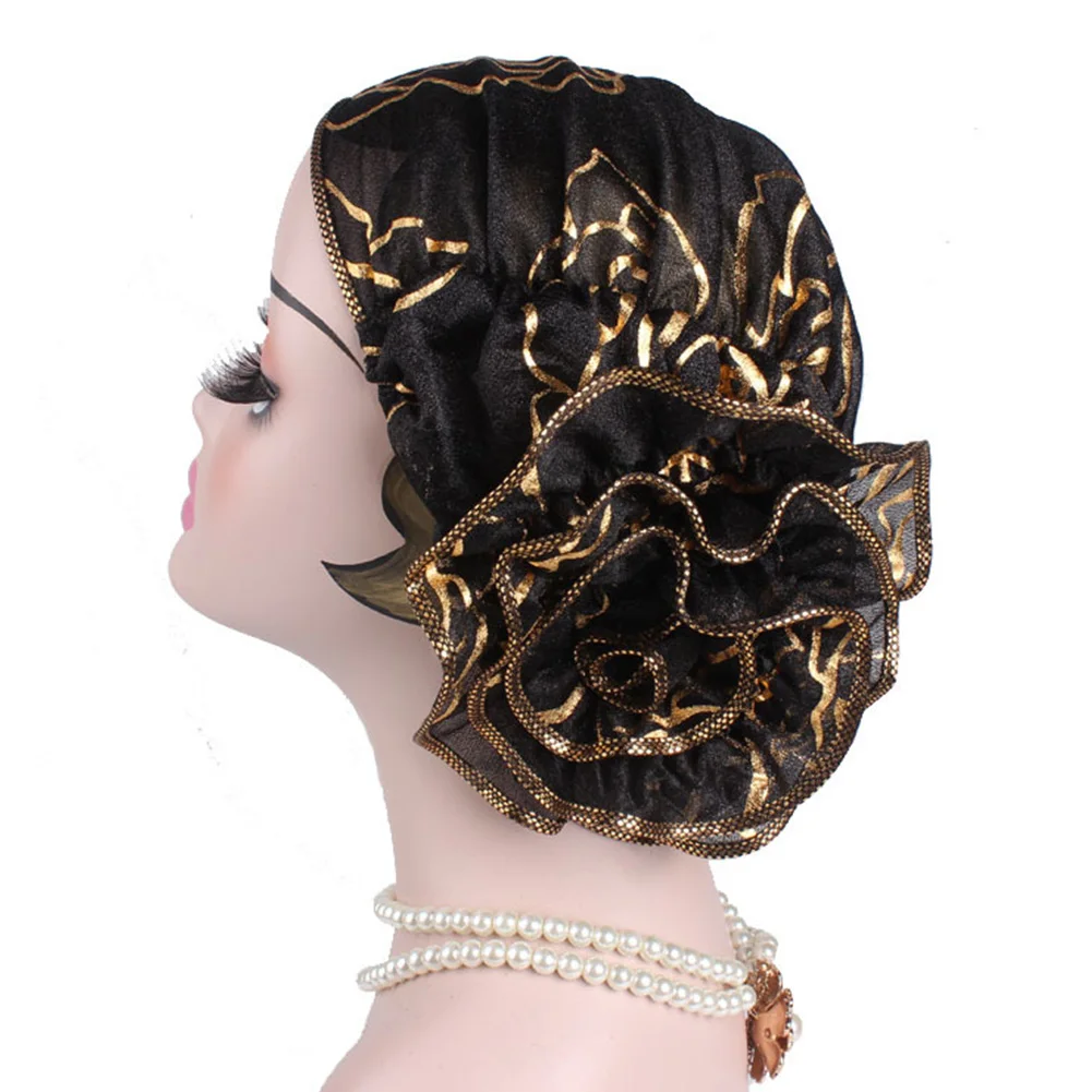 

Wrap Women Hats Hood Hot Stamping Chemo Cap Muslim Beanie Gifts Print Turban Large Flower Fashion Elegant Lightweight