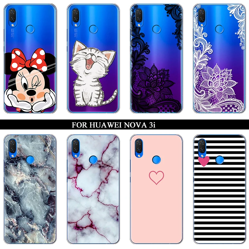 

For Huawei Nova 3i Case Cartoon Silicone soft TPU For Huawei P smart Plus Cover Protection Coque Case For Huawei Nova 3 cases