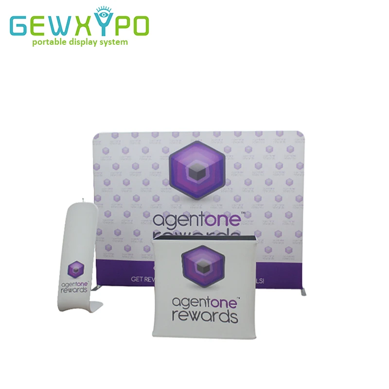 US $759.00 Expo Booth Portable 10ft Width Straight Tension Fabric Banner Advertising Backwall With Ipad Display Stand And Hard Case Podium