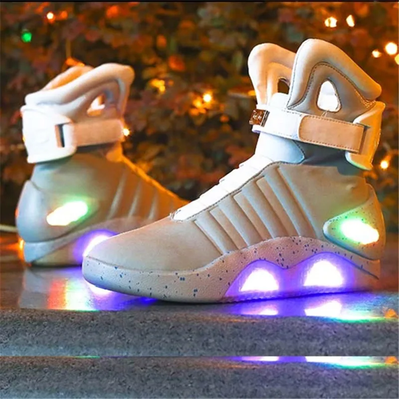 FANCIHAWAY Christmas Running Shoes For Men Back To The Future Warrior Limited Edition High-tech USB Rechargeable LED Men's Shoes