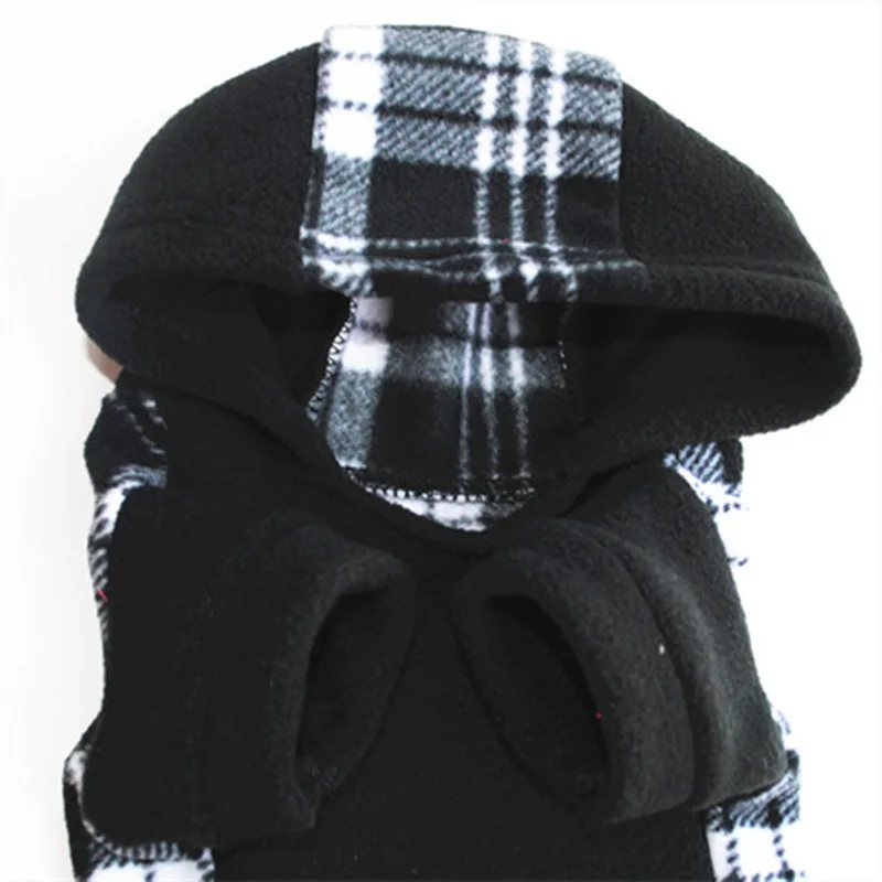 Winter Warm Puppy Clothes Pet Cat Dog Costume Classic Black White Plaid Puppy Dog Hoodies Fleece Sweater Coat 4