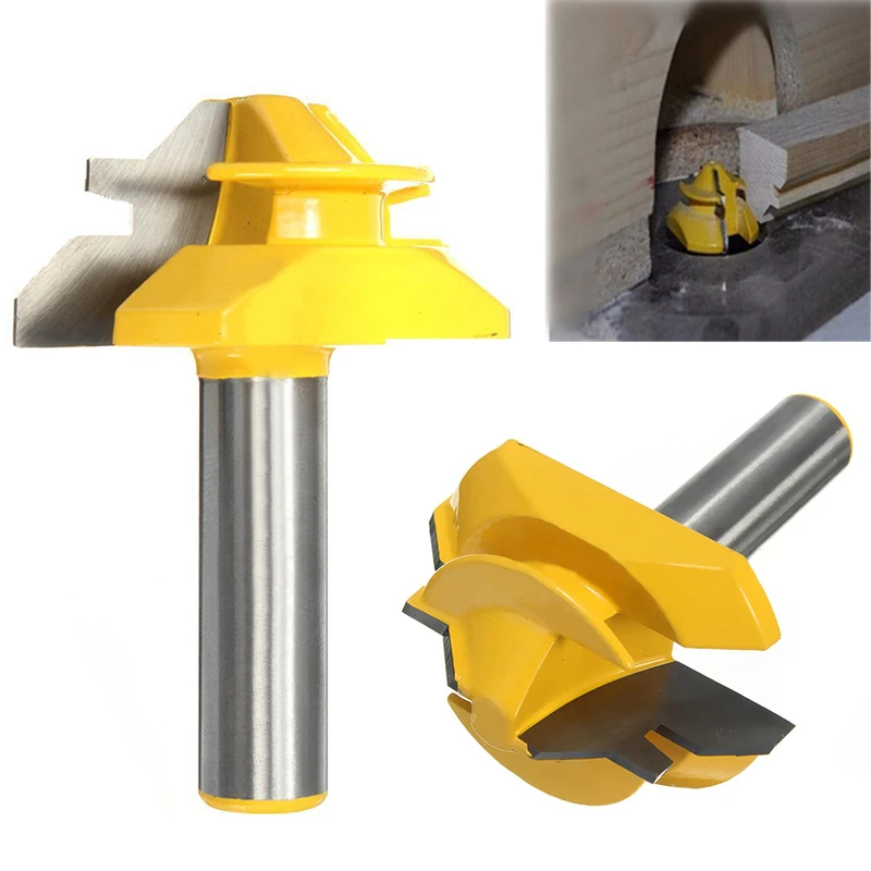 1pc 45 Degree Medium Lock Miter Router Bit 1/2" Shank Joint Woodworking