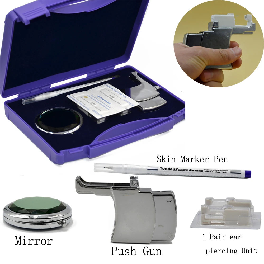 Koop Professionele Oor Stud Piercing Gemakkelijk Instrument System Gun Gereedschap Veiligheid Oorbel Pistool met Veilig Plastic Pakket Makkelijk te Gebruiken Op thuis