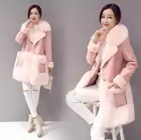 S-3XL High Quality Winter woman pink fashion overcoat long Faux Fur Thick Warm Fur Stitching rabbit hair female long Faux Fur