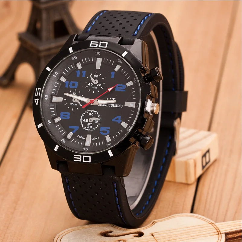 Luxury Top Brand Sport Quartz Watch Men Fashion Military Silicone Wrist Watches three-eyes relogio masculino Hodinky Satti