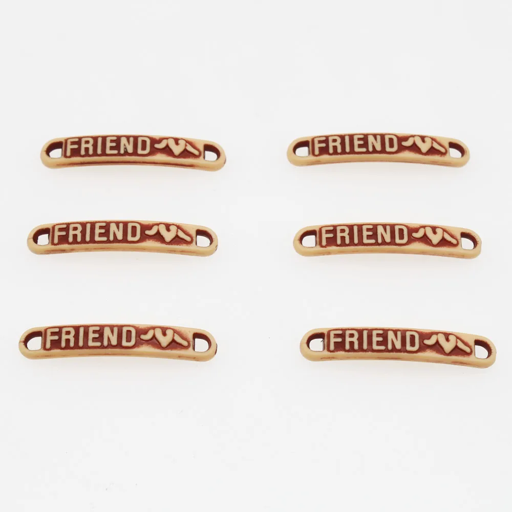 CHONGAI 50Pcs &quotFRIEND&quot LOVE Strip Acrylic Beads Imitation wood colors For Jewelry Making DIY Bracelet 7x38mm | Украшения и