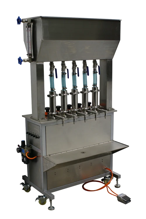 

Full Pneumatic Five-head Liquid/cream Filling Machine without electricity (Vertical Pneumatic paste dosing machine, jam filler)