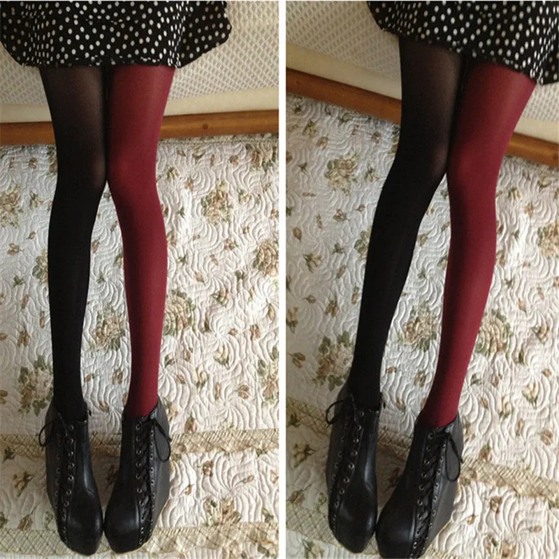 

Lovely lady Girls Spring autumn Hot arrival Women casual Patchwork Tights Stretchy Elastic Pantyhose tights sexy skinny hot sale