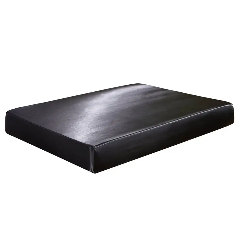 

Black Color Fitted Sheet Satin Silk Mattress Cover Set King Size Smooth Soft Cool Bed Sheet With Elastic Rope For Summer Literie 33