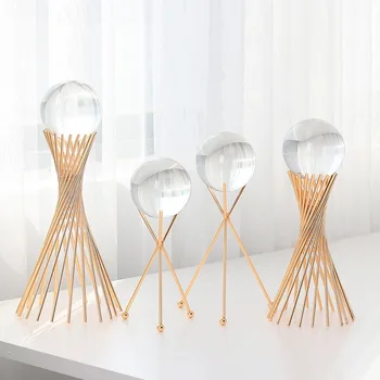 

European style Transparent crystal ball Decoration Living room decoration Metal bracket Glass crafts ornaments