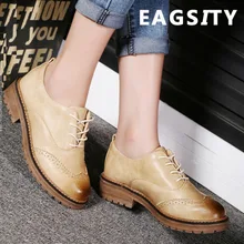 EAGSITY/женские туфли-оксфорды; Повседневная прогулочная обувь со шнуровкой и круглым носком; женские модельные туфли в винтажном стиле; обувь для выступлений