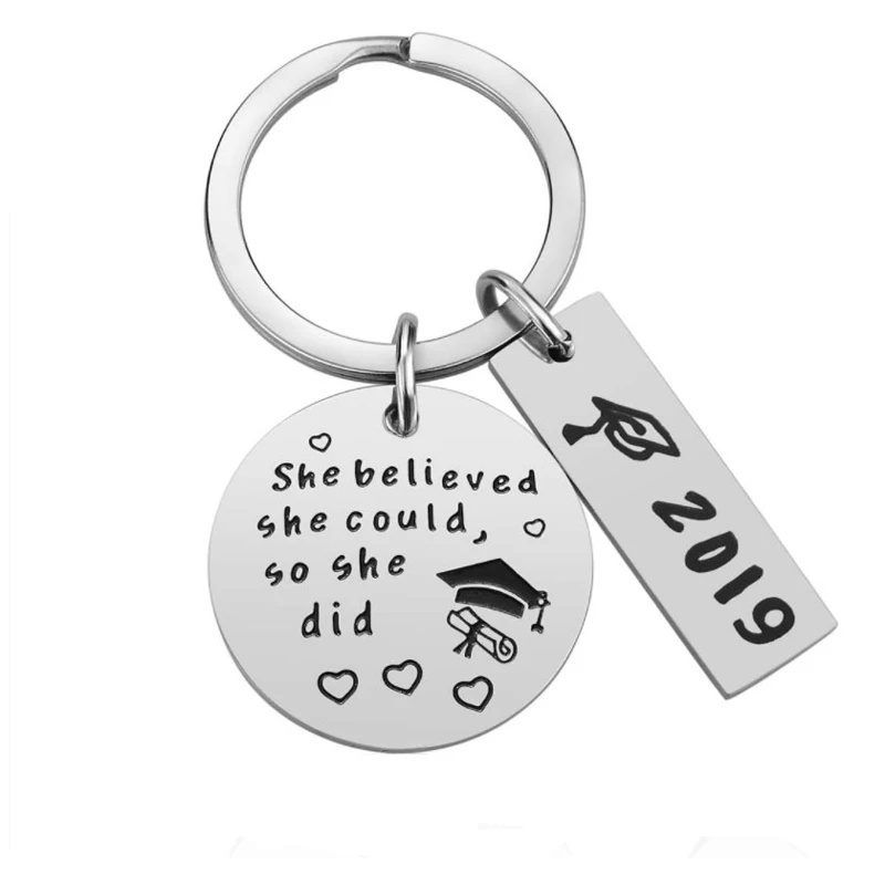 

Stainless Steel 2019 She Believed She Could So She Did Key Ring Keychain Graduation Gifts Personalized Inspiration Quote