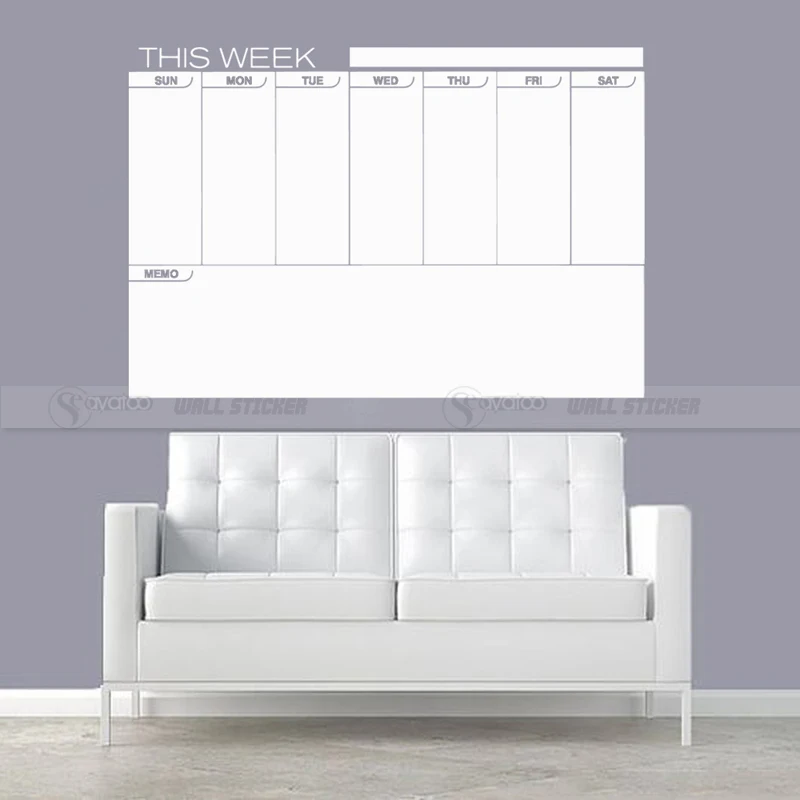 На этой неделе планировщик со стирающимися чернилами доске Calendar Memo виниловые наклейки на стены наклейки 56x82 см - Цвет: White
