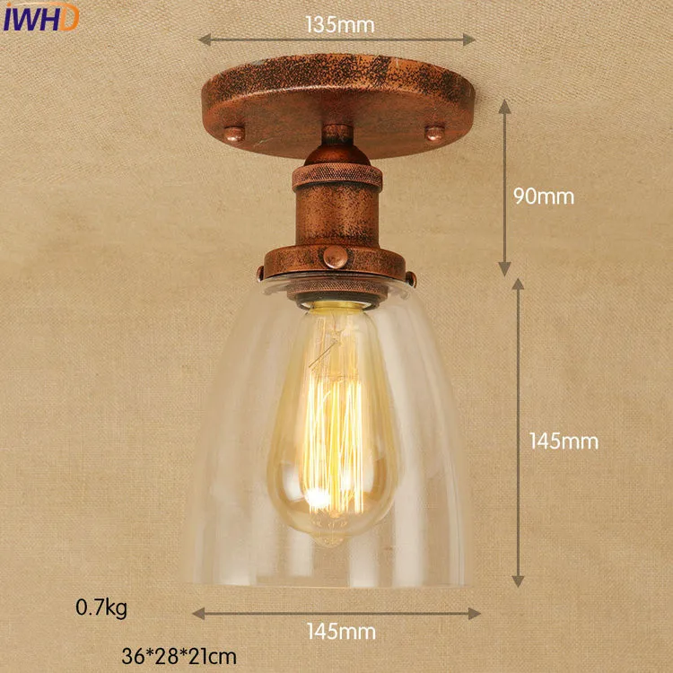 Лофт стиль промышленный светодиодный потолочный светильник стекло гостиная Домашнее освещение Ретро Потолочные светильники Винтаж Эдисон светильник плафон - Цвет корпуса: 1