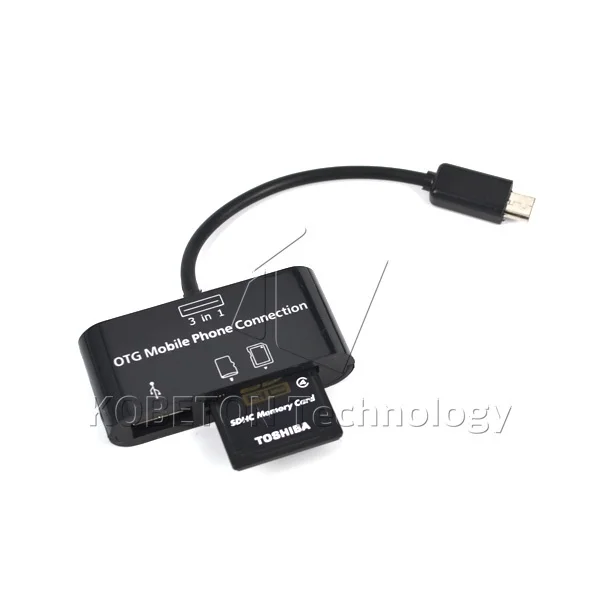 

Hot Selling 3 in 1 OTG SDHC/SD/TF Card Reader Micro USB HUB Cable Adapter for Samsung Galaxy for HTC ONE for Sony Xperia