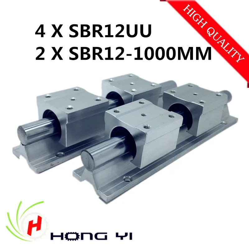 

2pcs SBR12 L 1000mm Linear shaft rail support + 4pcs SBR12UU Linear guides bearing blocks For CNC