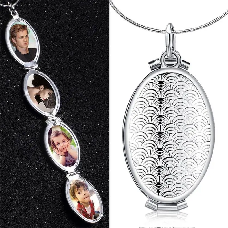 

2019 Fashion Personality Fold Photo Frame Pendant Necklace Can Put Three Photos Open and Close Necklaces Jewelry For Women