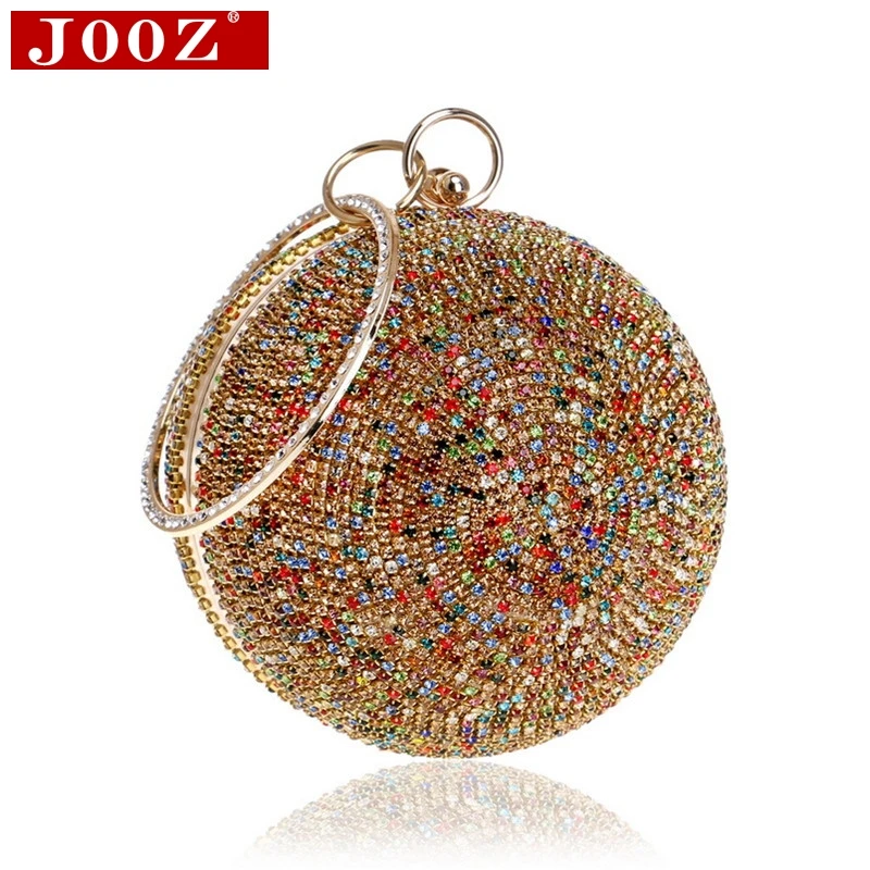 

2019 new sparkling crystal color diamond evening bag lady spherical handbag wedding bride party evening bag chain shoulder bag