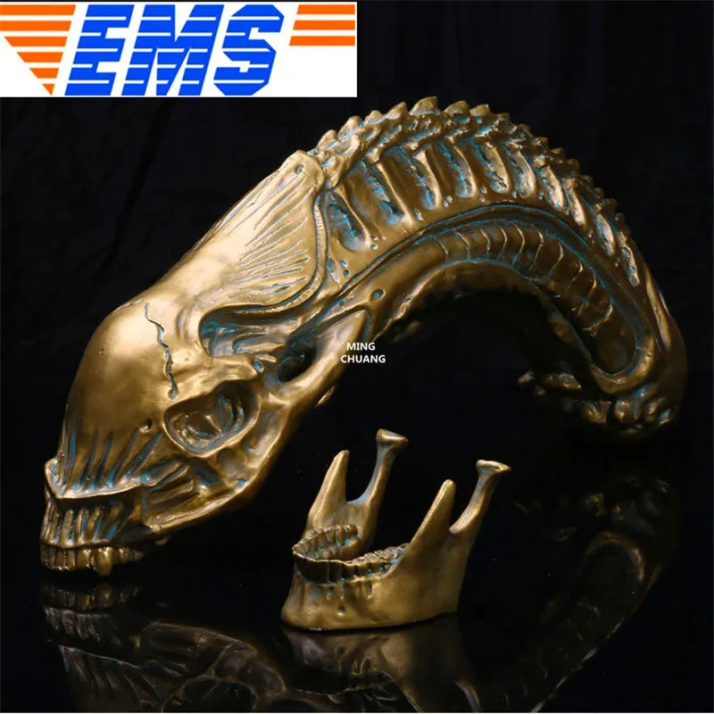 

Alien VS Predator 1:1 LIFE SIZE Alien Skull Artware Queen Home Decoration AVP Halloween Action Figure Collectible Model Toy W100