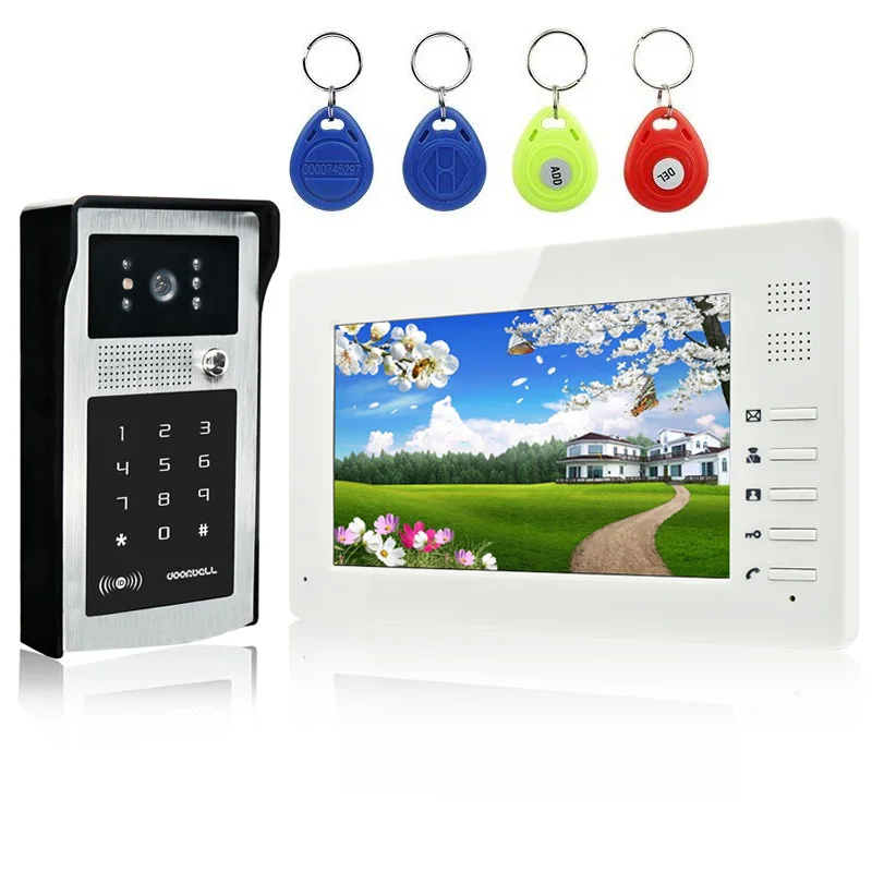 New Video Door Phone Intercom System with 7 inch HD LCD Monitor and Outdoor RFID Code Keypad Doorbell Camera For Home Security